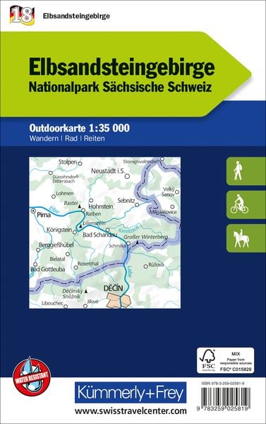 Produktbild: K&uuml;mmerly+Frey Outdoorkarte Deutschland 18 Elbsandsteingebirge 1:35.000