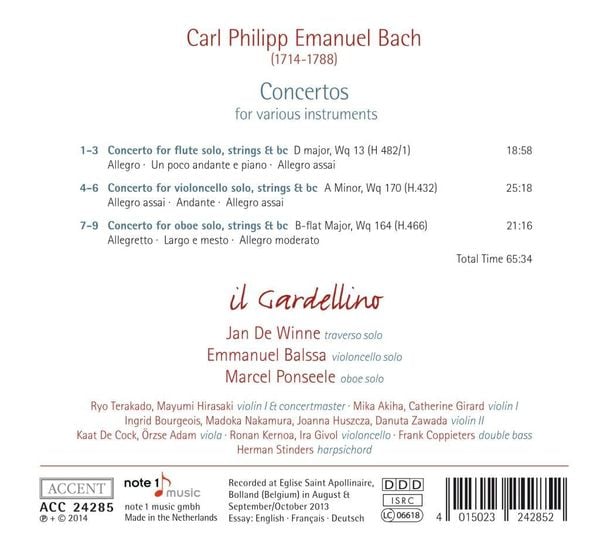Produktbild: Cpe Bach: Concertos for Various Instruments
