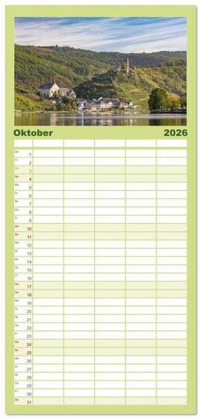 Produktbild: Familienplaner 2026 - Moselansichten mit 5 Spalten (Wandkalender, 21 x 45 cm) CALVENDO