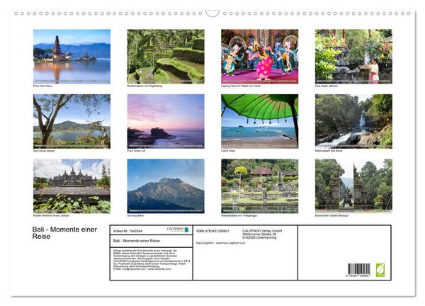 Produktbild: Bali - Momente einer Reise (Wandkalender 2026 DIN A2 quer), CALVENDO Monatskalender