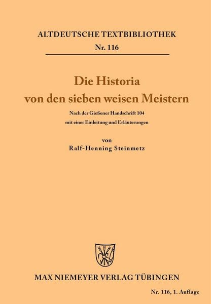 Produktbild: Die Historia von den sieben weisen Meistern und dem Kaiser Diocletianus