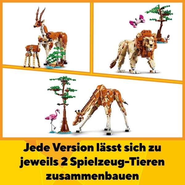 LEGO Creator 3in1 Tiersafari, Set mit Löwe, Giraffe und Gazelle 31150