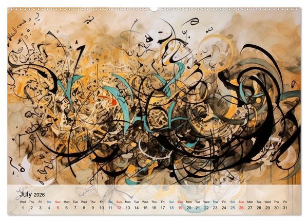 Produktbild: Arabic floating calligraphy as artwork (Wall Calendar 2026 DIN A2 landscape), CALVENDO 12 Month Wall Calendar