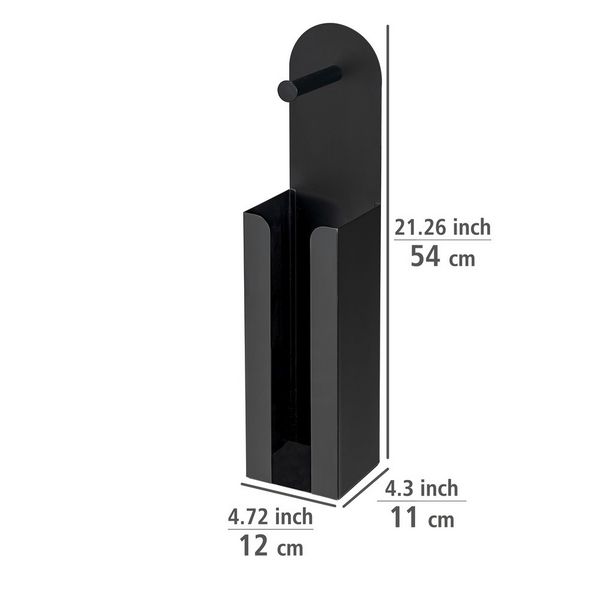 Produktbild: 2-in-1 Toilettenpapierhalter Mod. Agira Schwarz, mit Ersatzrollenhalter
