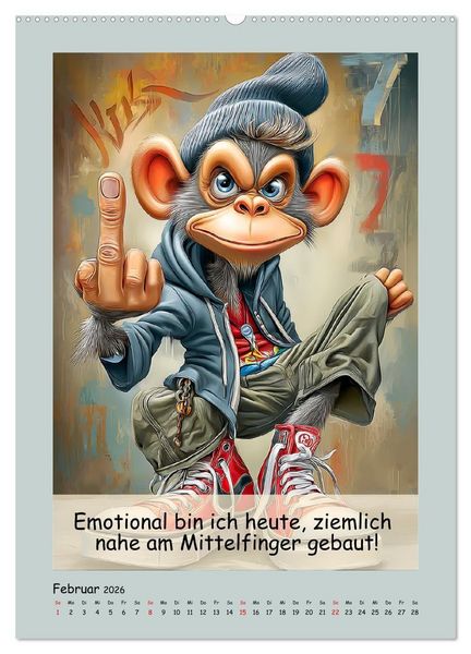 Produktbild: Affengeil. Humor aus dem Gro&szlig;stadtdschungel (hochwertiger Premium Wandkalender 2026 DIN A2 hoch), Kunstdruck in Hochglanz