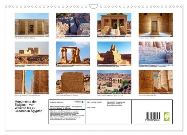 Produktbild: Monumente der Ewigkeit - von Wesiren bis zu C&auml;saren in &Auml;gypten (Wandkalender 2027 DIN A3 quer), CALVENDO Monatskalender