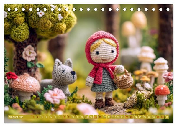 Produktbild: Amigurumi M&auml;rchenstunde nach den Gebr&uuml;dern Grimm (Tischkalender 2026 DIN A5 quer), CALVENDO Monatskalender