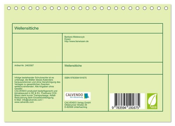 Produktbild: Wellensittiche (Tischkalender 2027 DIN A5 quer), CALVENDO Monatskalender