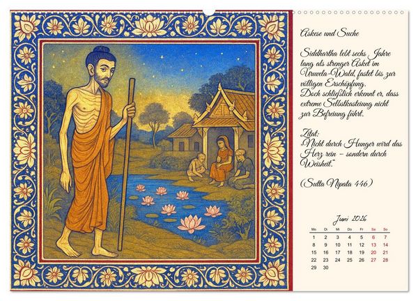 Produktbild: Siddhartas Pfad zum Buddha (hochwertiger Premium Wandkalender 2026 DIN A2 quer), Kunstdruck in Hochglanz
