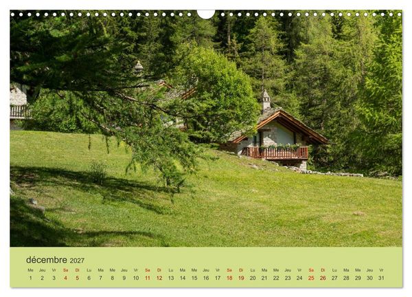 Produktbild: Montagnes, lacs et chalets dans la vall&eacute;e d'Aoste (Calendrier mural 2027 DIN A3 vertical), CALVENDO calendrier mensuel