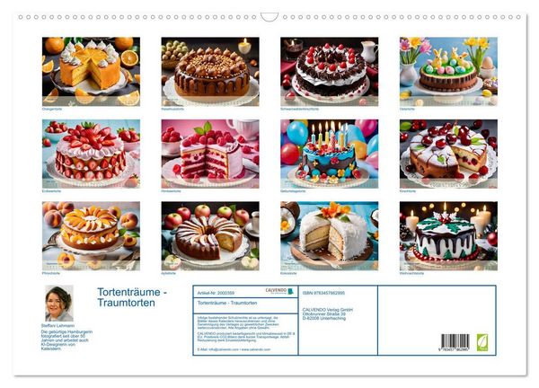 Produktbild: Tortentr&auml;ume - Traumtorten (Wandkalender 2026 DIN A2 quer), CALVENDO Monatskalender