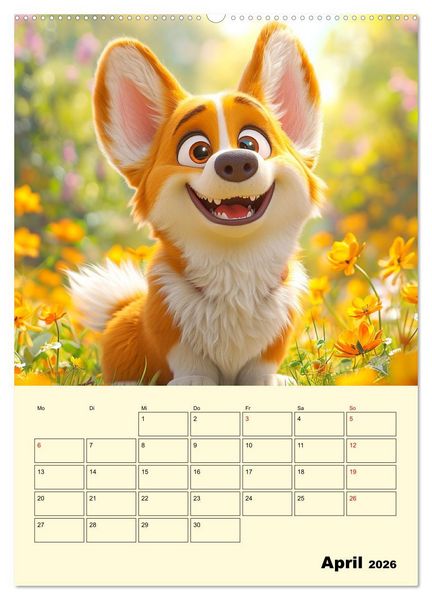 Produktbild: Entz&uuml;ckende Hunde. Liebliche Cartoons zum Schmunzeln (hochwertiger Premium Wandkalender 2026 DIN A2 hoch), Kunstdruck in Hochglanz