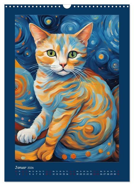 Produktbild: Katzen im Farbenspiel (Wandkalender 2026 DIN A3 hoch), CALVENDO Monatskalender
