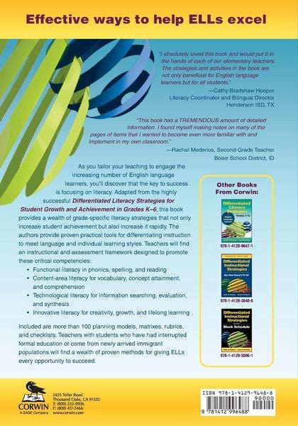 Produktbild: Differentiated Literacy Strategies for English Language Learners, Grades K-6