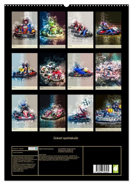Produktbild: Gokart spektakul&auml;r (hochwertiger Premium Wandkalender 2026 DIN A2 hoch), Kunstdruck in Hochglanz