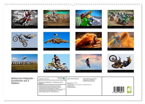 Produktbild: Motocross Kalender - Emotionen auf 2 R&auml;dern (hochwertiger Premium Wandkalender 2026 DIN A2 quer), Kunstdruck in Hochglanz