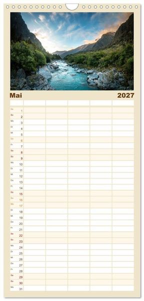 Produktbild: Familienplaner 2027 - Nat&uuml;rlich Neuseeland mit 5 Spalten (Wandkalender, 21 x 45 cm) CALVENDO