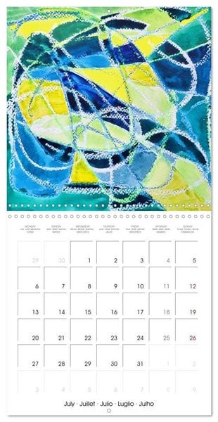 Produktbild: Emerald Waves - Watercolour experiments in green and blue (Wall Calendar 2026 12 &times; 12 Inch) CALVENDO 12 Month Wall Calendar