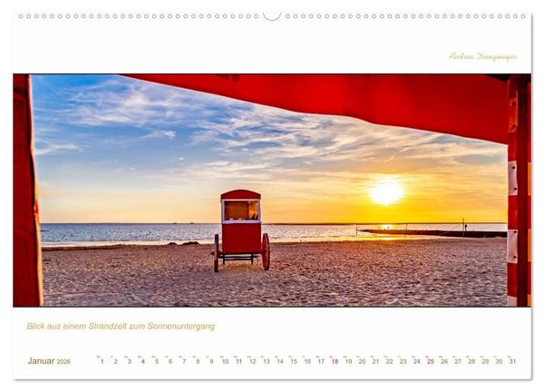 Produktbild: Borkum Inselpanorama (Wandkalender 2026 DIN A2 quer), CALVENDO Monatskalender
