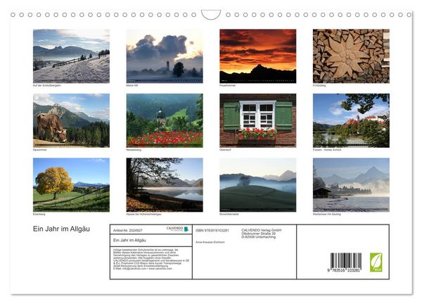 Produktbild: Ein Jahr im Allg&auml;u (Wandkalender 2026 DIN A3 quer), CALVENDO Monatskalender