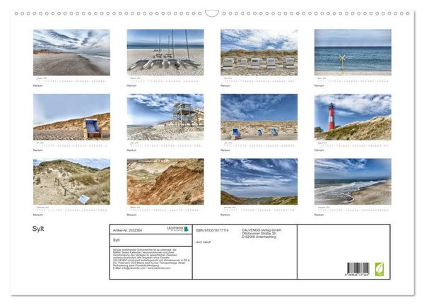 Produktbild: Sylt (Wandkalender 2026 DIN A2 quer), CALVENDO Monatskalender