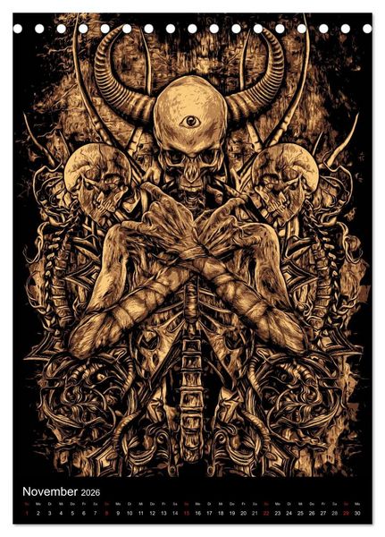 Produktbild: BLOODBOY/ HORROR ILLUSTRATION V1 (Tischkalender 2026 DIN A5 hoch), CALVENDO Monatskalender