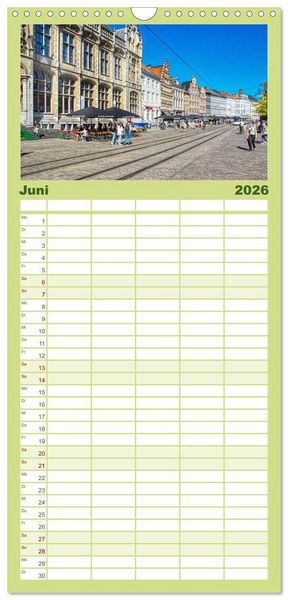 Produktbild: Familienplaner 2026 - Gent - staunen und erleben mit 5 Spalten (Wandkalender, 21 x 45 cm) CALVENDO