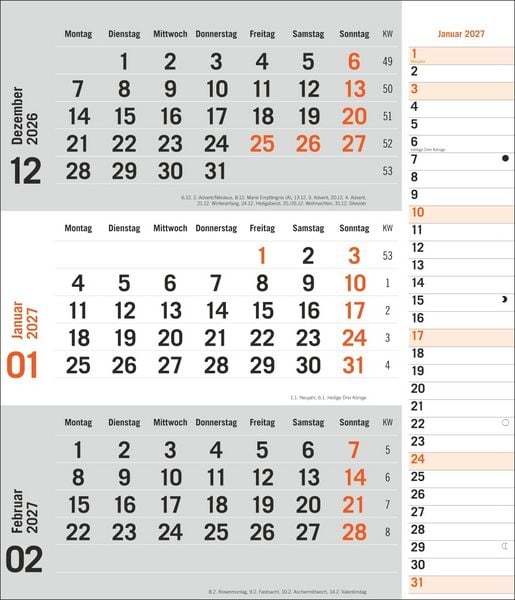 Produktbild: times&more 3-Monatsplaner, orange 2027