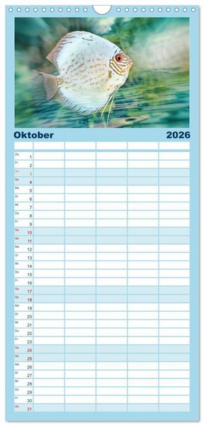 Produktbild: Familienplaner 2026 - Fischwelt - Artwork mit 5 Spalten (Wandkalender, 21 x 45 cm) CALVENDO