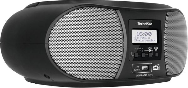 Produktbild: TechniSat DIGITRADIO 1990 CD-Radio DAB+, UKW AUX, Bluetooth&reg;, CD, USB Akku-Ladefunktion, Weckfunktion Schwarz