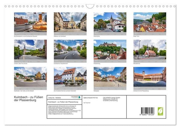 Produktbild: Kulmbach - zu F&uuml;&szlig;en der Plassenburg (Wandkalender 2026 DIN A3 quer), CALVENDO Monatskalender