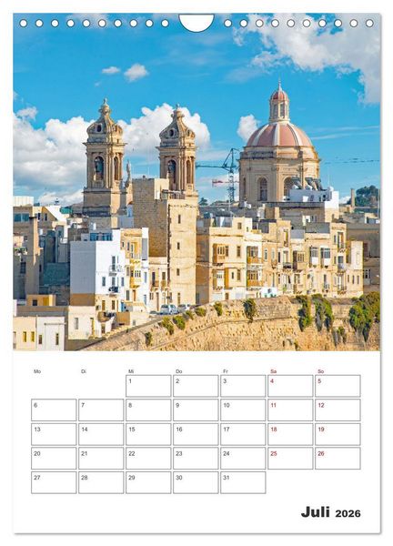 Produktbild: Valletta - K&uuml;stenstadt mit Charme (Wandkalender 2026 DIN A4 hoch), CALVENDO Monatskalender