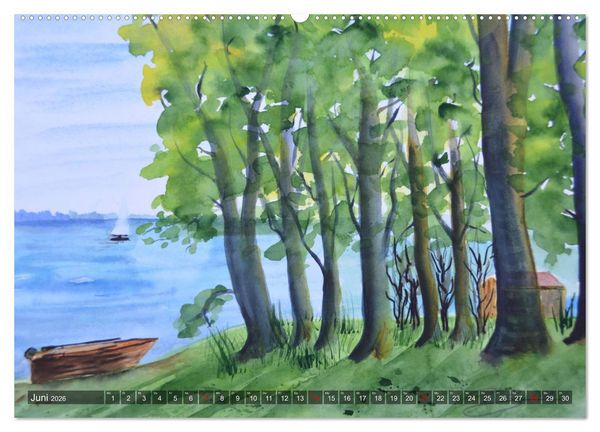 Produktbild: Chiemsee Aquarelle (Wandkalender 2026 DIN A2 quer), CALVENDO Monatskalender