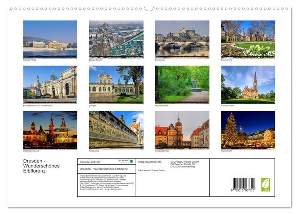 Produktbild: Dresden - Wundersch&ouml;nes Elbflorenz (hochwertiger Premium Wandkalender 2026 DIN A2 quer), Kunstdruck in Hochglanz