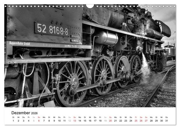 Produktbild: Unter Dampf - Eisenbahnromantik in schwarz-wei&szlig; (Wandkalender 2026 DIN A3 quer), CALVENDO Monatskalender