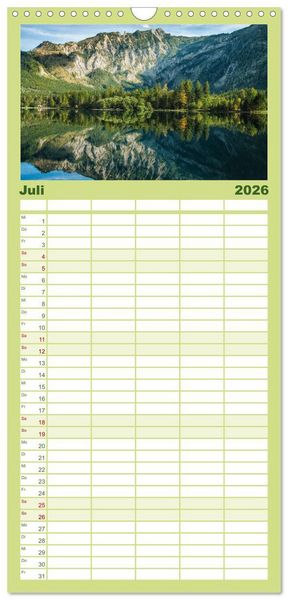 Produktbild: Familienplaner 2026 - Seen - Berge - Salzkammergut mit 5 Spalten (Wandkalender, 21 x 45 cm) CALVENDO