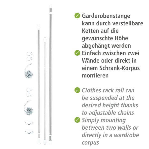 Produktbild: Teleskop-Garderoben-Set Edelstahl 3-teilig, verstellbar
