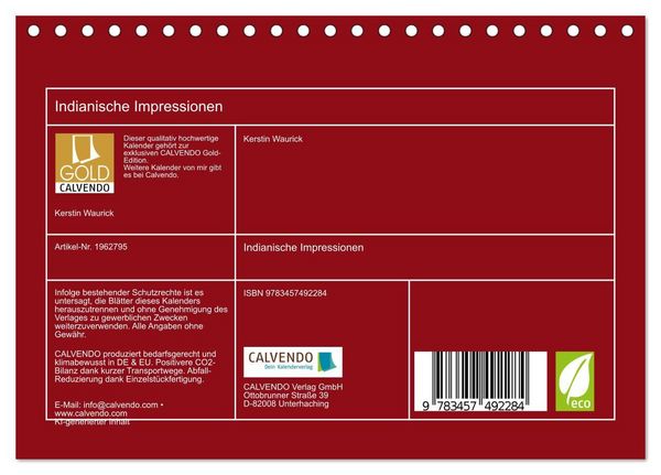 Produktbild: Indianische Impressionen (Tischkalender 2026 DIN A5 quer), CALVENDO Monatskalender