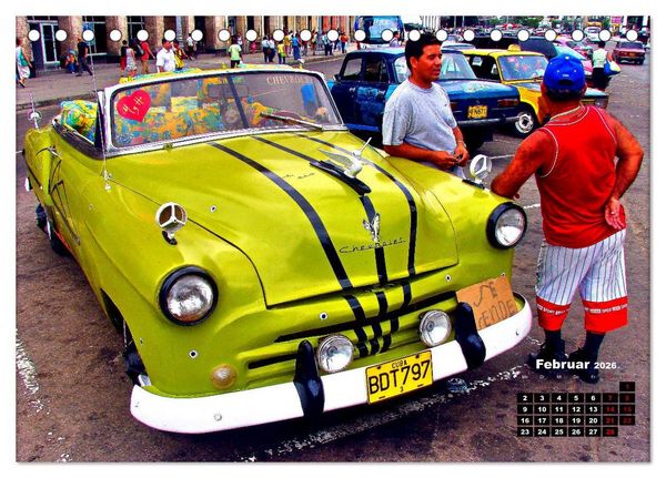 Produktbild: Bunte V&ouml;gel - Originelle Oldtimer in Havanna (Tischkalender 2026 DIN A5 quer), CALVENDO Monatskalender