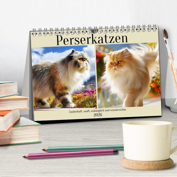 Produktbild: Perserkatzen. Zauberhaft, sanft, anh&auml;nglich und wundersch&ouml;n (Tischkalender 2026 DIN A5 quer), CALVENDO Monatskalender