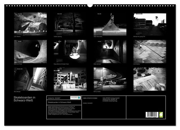 Produktbild: Skateboarden in Schwarz-Wei&szlig; (Wandkalender 2026 DIN A2 quer), CALVENDO Monatskalender