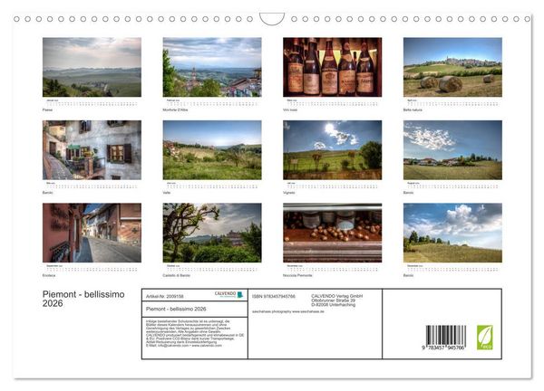 Produktbild: Piemont - bellissimo 2026 (Wandkalender 2026 DIN A3 quer), CALVENDO Monatskalender