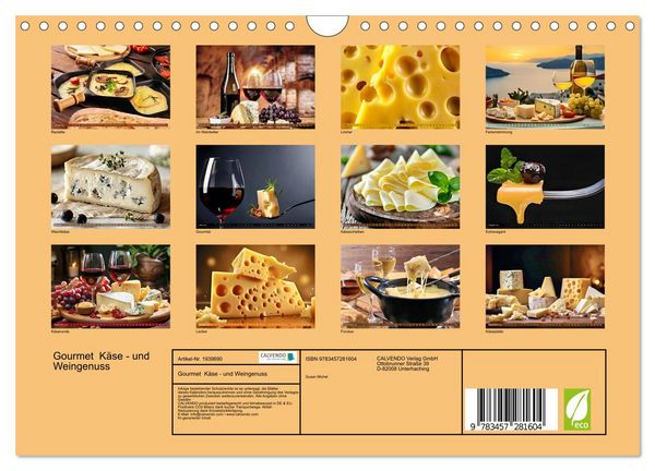 Produktbild: Gourmet K&auml;se - und Weingenuss (Wandkalender 2026 DIN A4 quer), CALVENDO Monatskalender