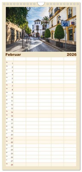 Produktbild: Familienplaner 2026 - Jerez de la Frontera - Heimatstadt des Sherry mit 5 Spalten (Wandkalender, 21 x 45 cm) CALVENDO