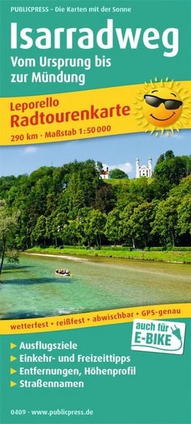 Produktbild: Publicpress Leporello Radtourenkarte Isarradweg, Vom Ursprung bis zur M&uuml;ndung 1:50.000