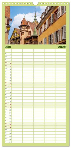 Produktbild: Familienplaner 2026 - Das malerische Colmar im Elsass mit 5 Spalten (Wandkalender, 21 x 45 cm) CALVENDO