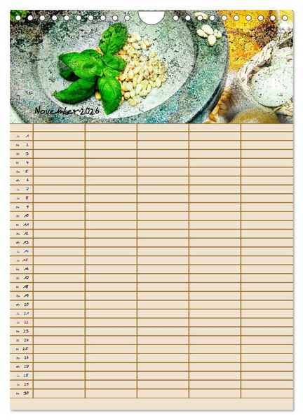 Produktbild: Italienische K&uuml;che mit Familienplaner (Wandkalender 2026 DIN A4 hoch), CALVENDO Monatskalender