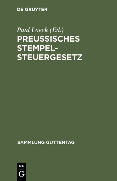 Produktbild: Preu&szlig;isches Stempelsteuergesetz