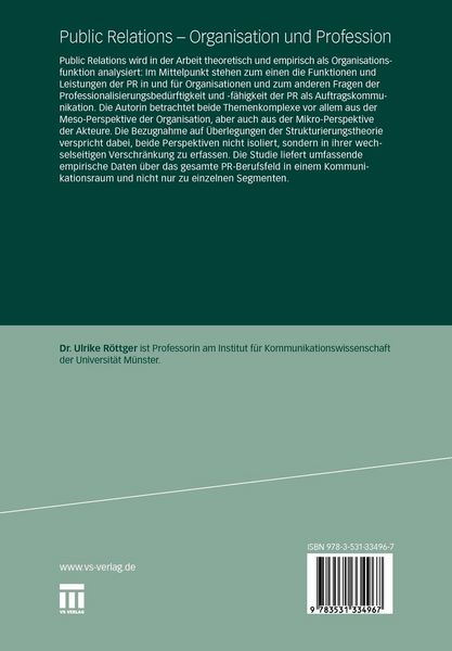Produktbild: Public Relations - Organisation und Profession