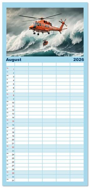 Produktbild: Familienplaner 2026 - Im Bann der Rettung - Rettungshubschrauber mit 5 Spalten (Wandkalender, 21 x 45 cm) CALVENDO